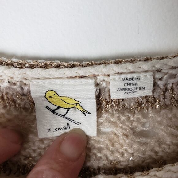 Anthropologie Little Yellow Bird Metallic Striped Knit Sweater - Picture 7 of 8